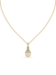 Ethiopian Opal Pear Gold Pendant with Chain