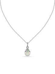 Ethiopian Opal Pear Gold Pendant with Chain