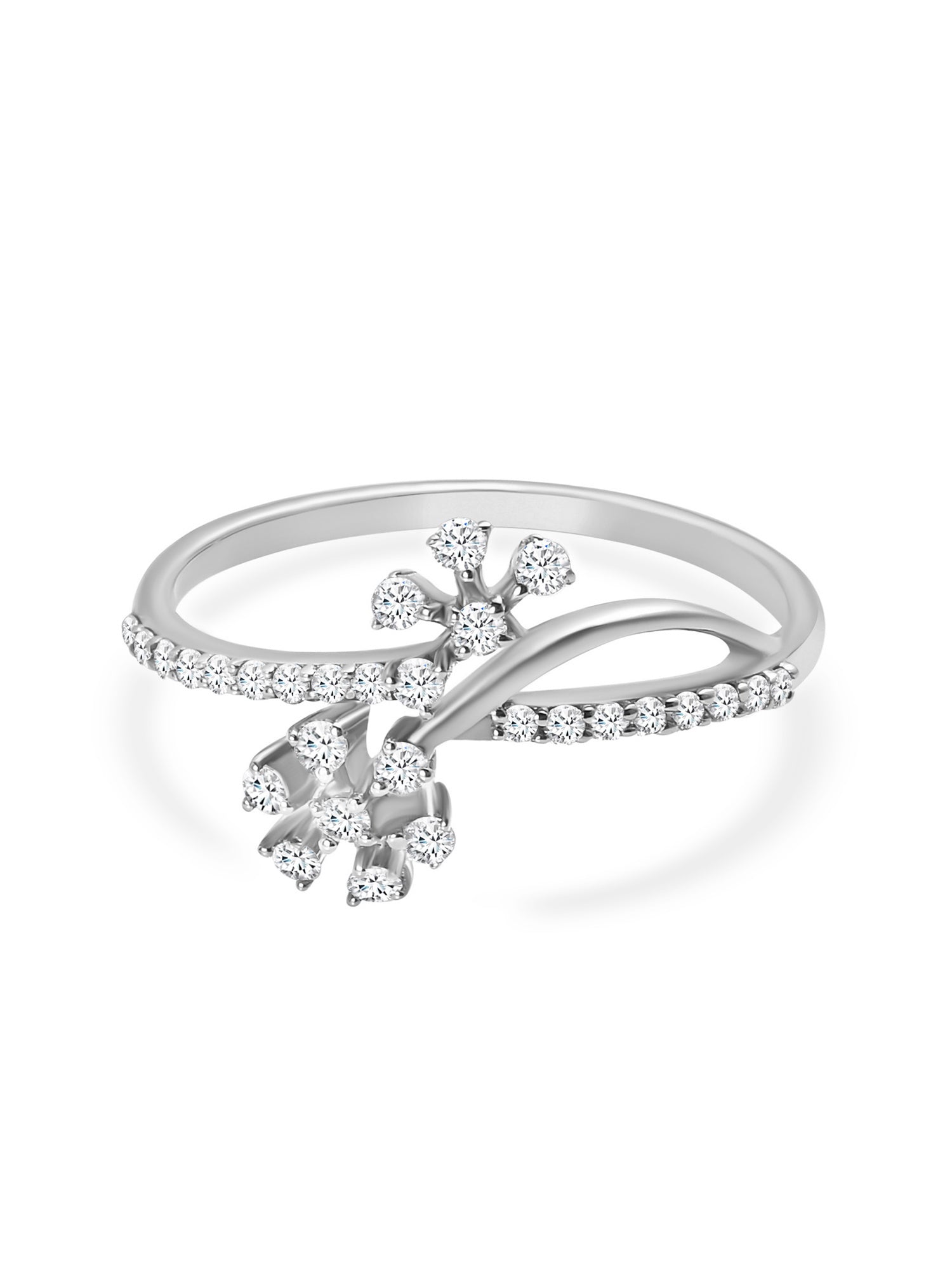 Lab Grown Crossover Flower Diamond Ring
