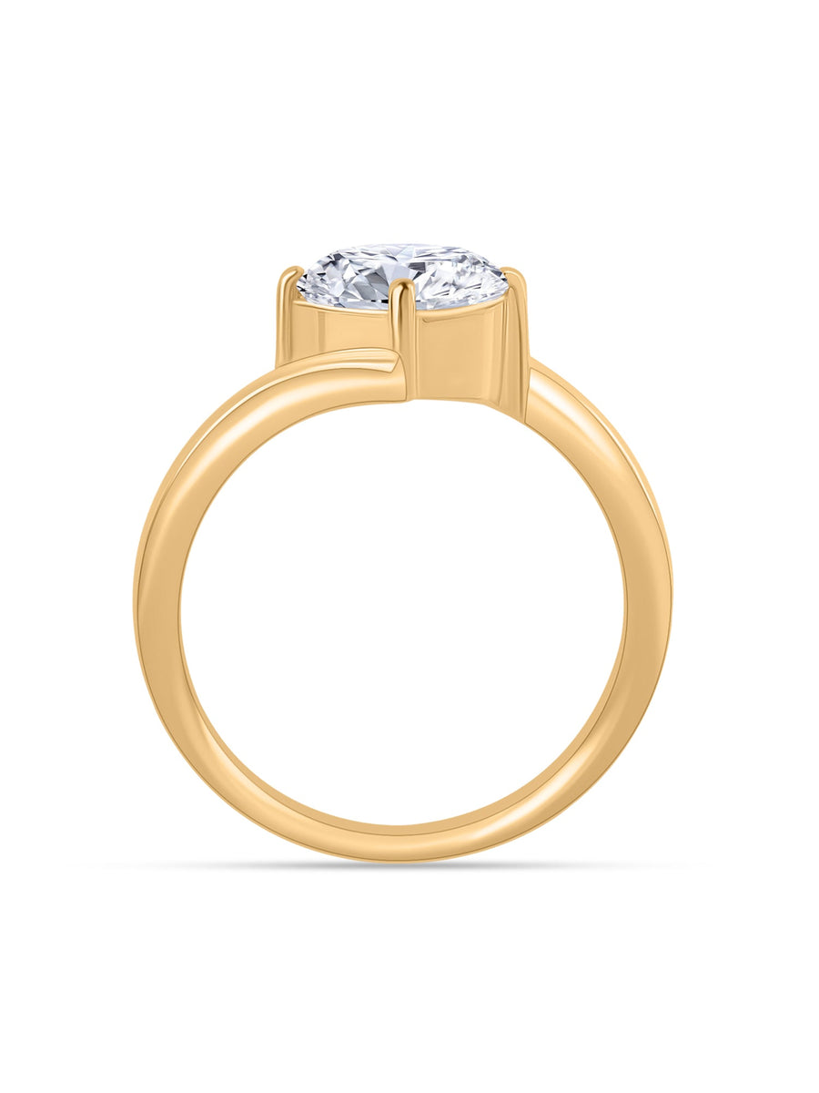 4 Carat Diamond Look Solitaire Gold Ring For Women