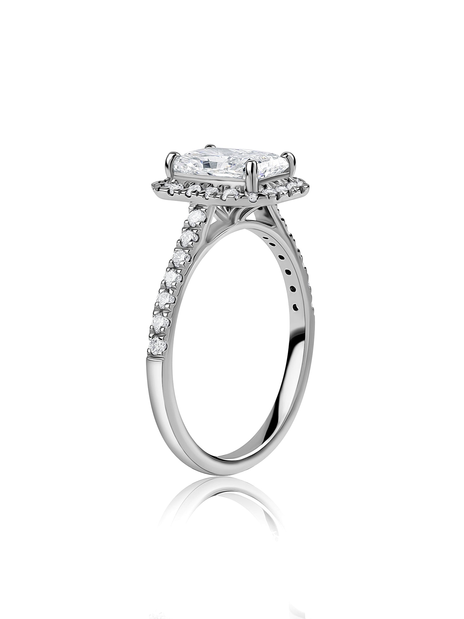 1.50 Carat Radiant Lab Diamond Halo Ring