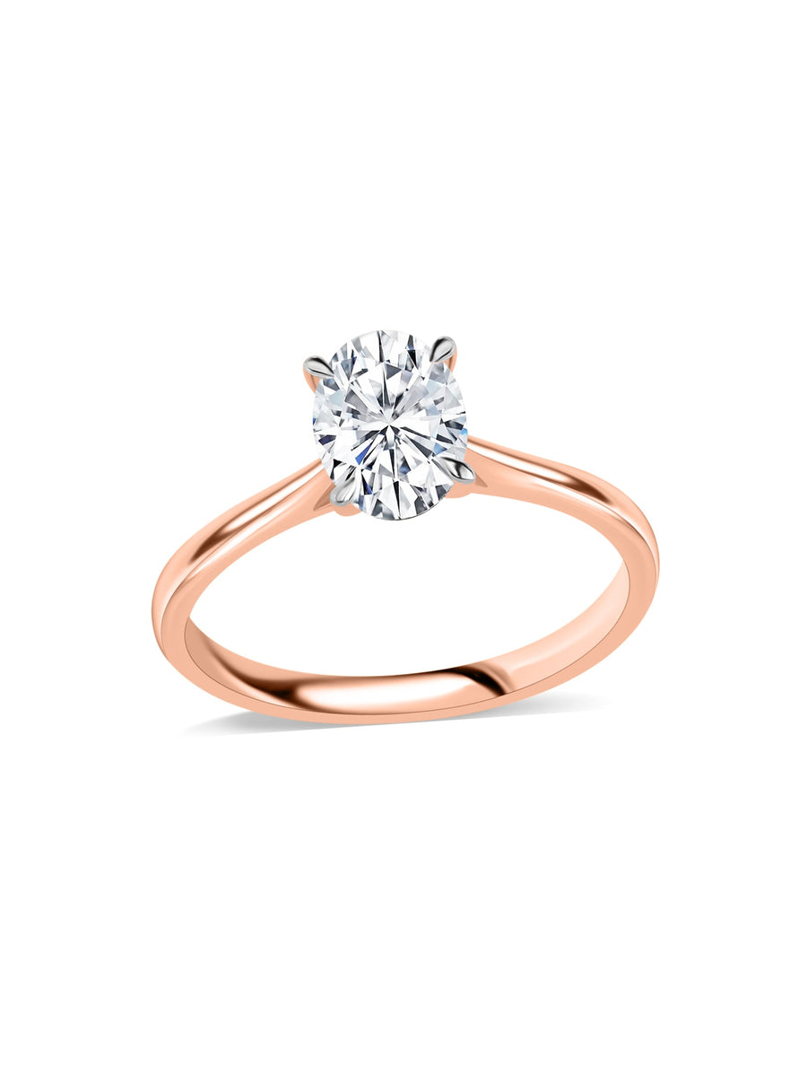 Lab Grown 1 Carat Oval Solitaire Diamond Ring