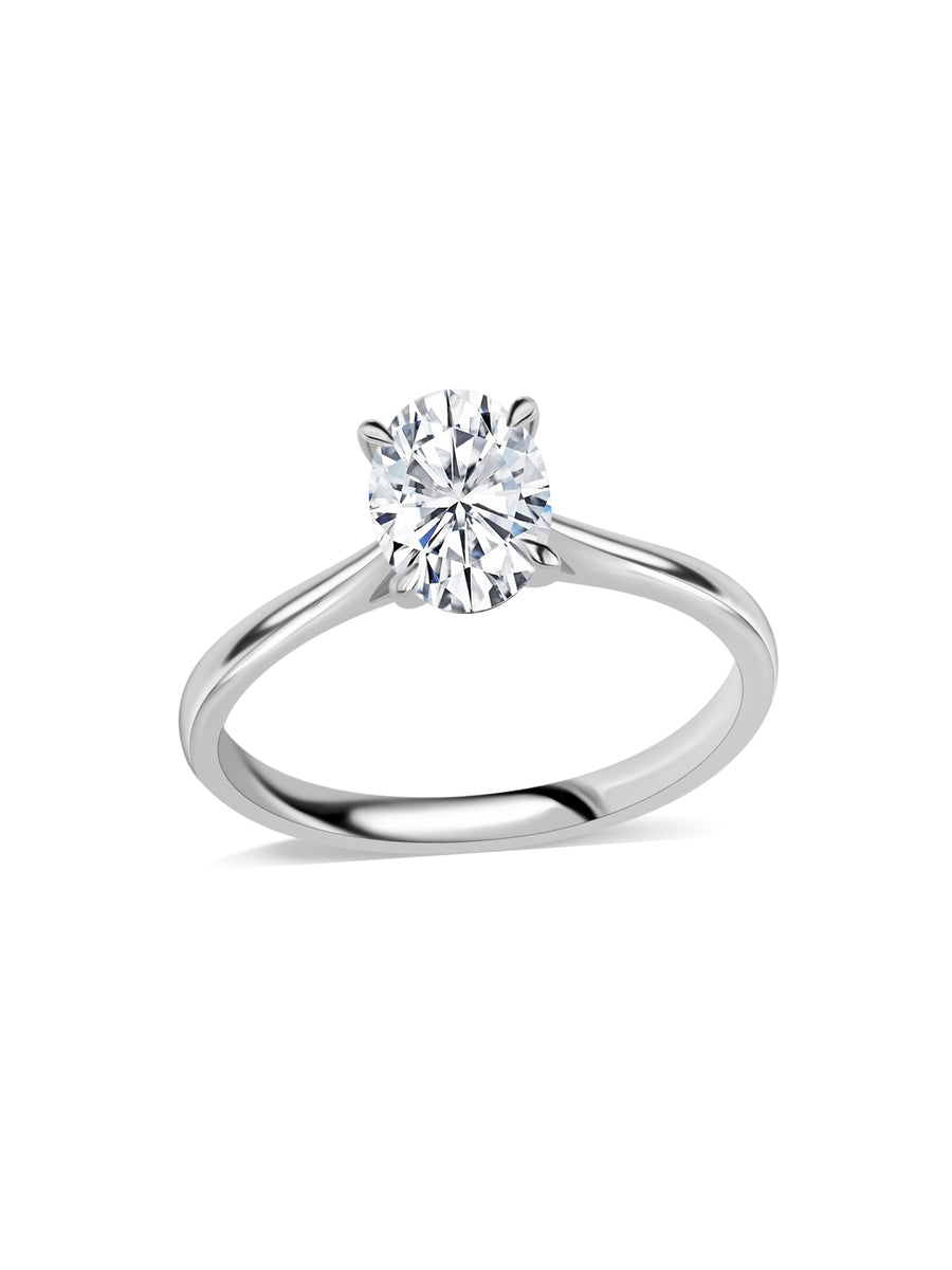 Lab Grown 1 Carat Oval Solitaire Diamond Ring