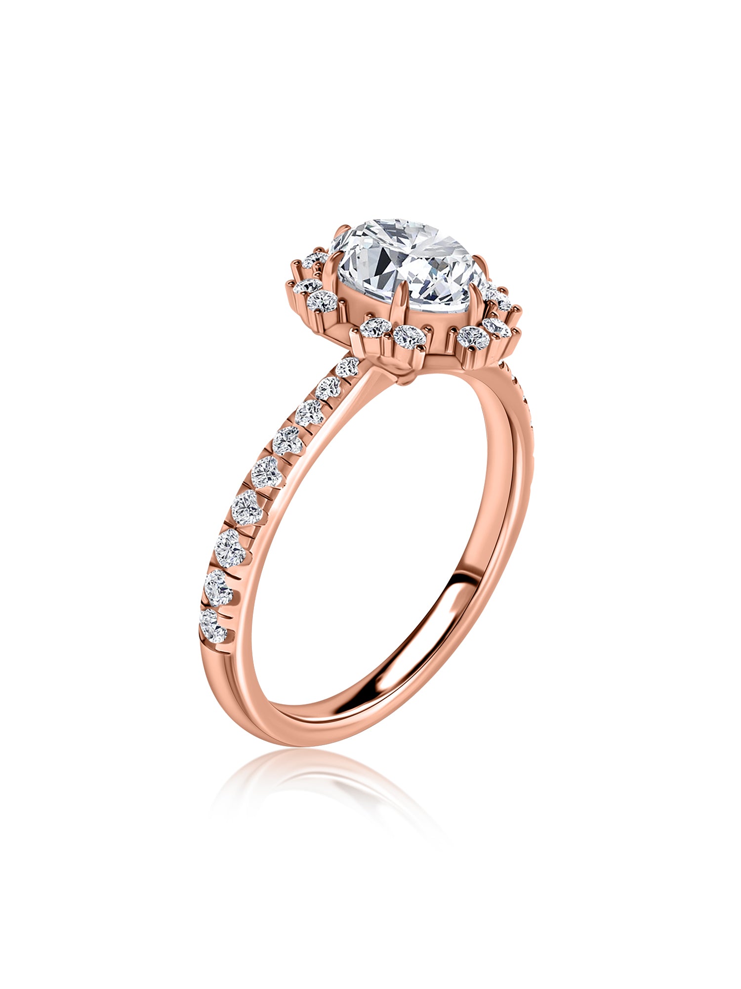 Golden Bloom Oval Halo Diamond Ring