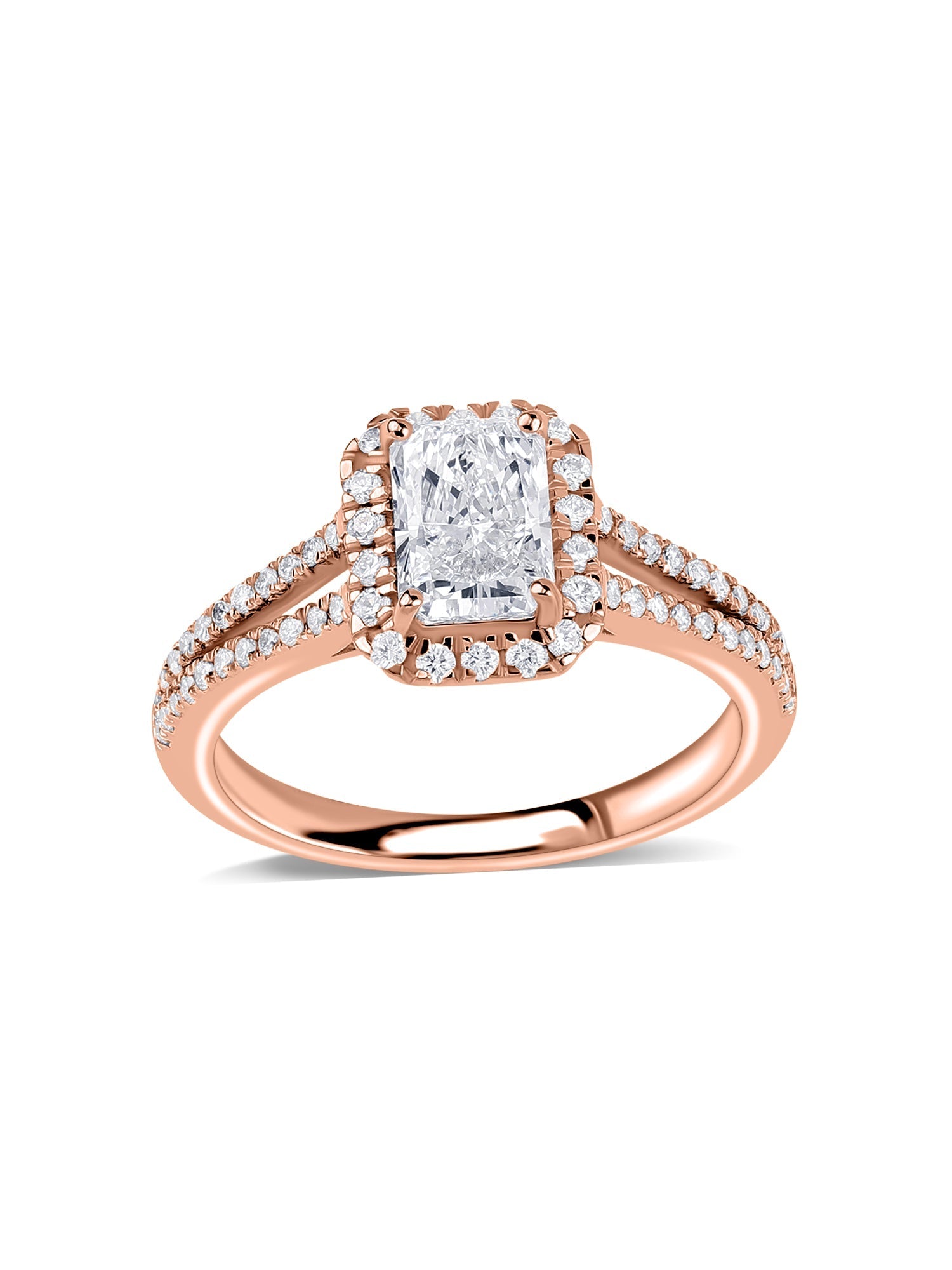 Ornate Radiant 1 Carat Halo Ring