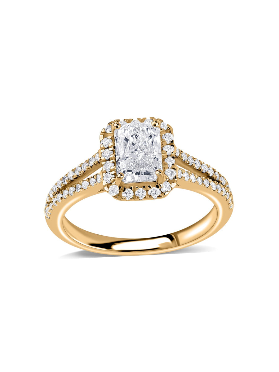 Ornate Radiant 1 Carat Halo Ring