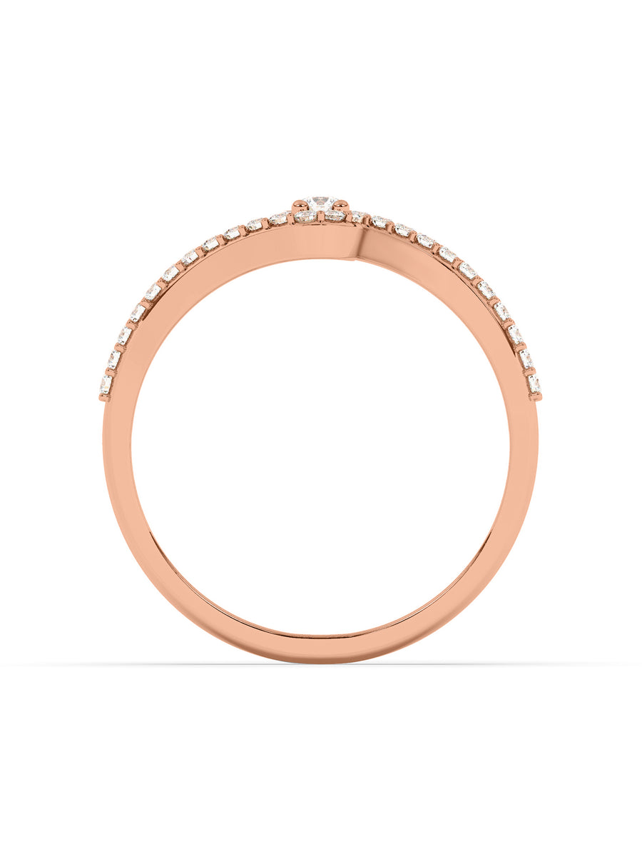 Lab Grown Wave Diamond Ring In Gold