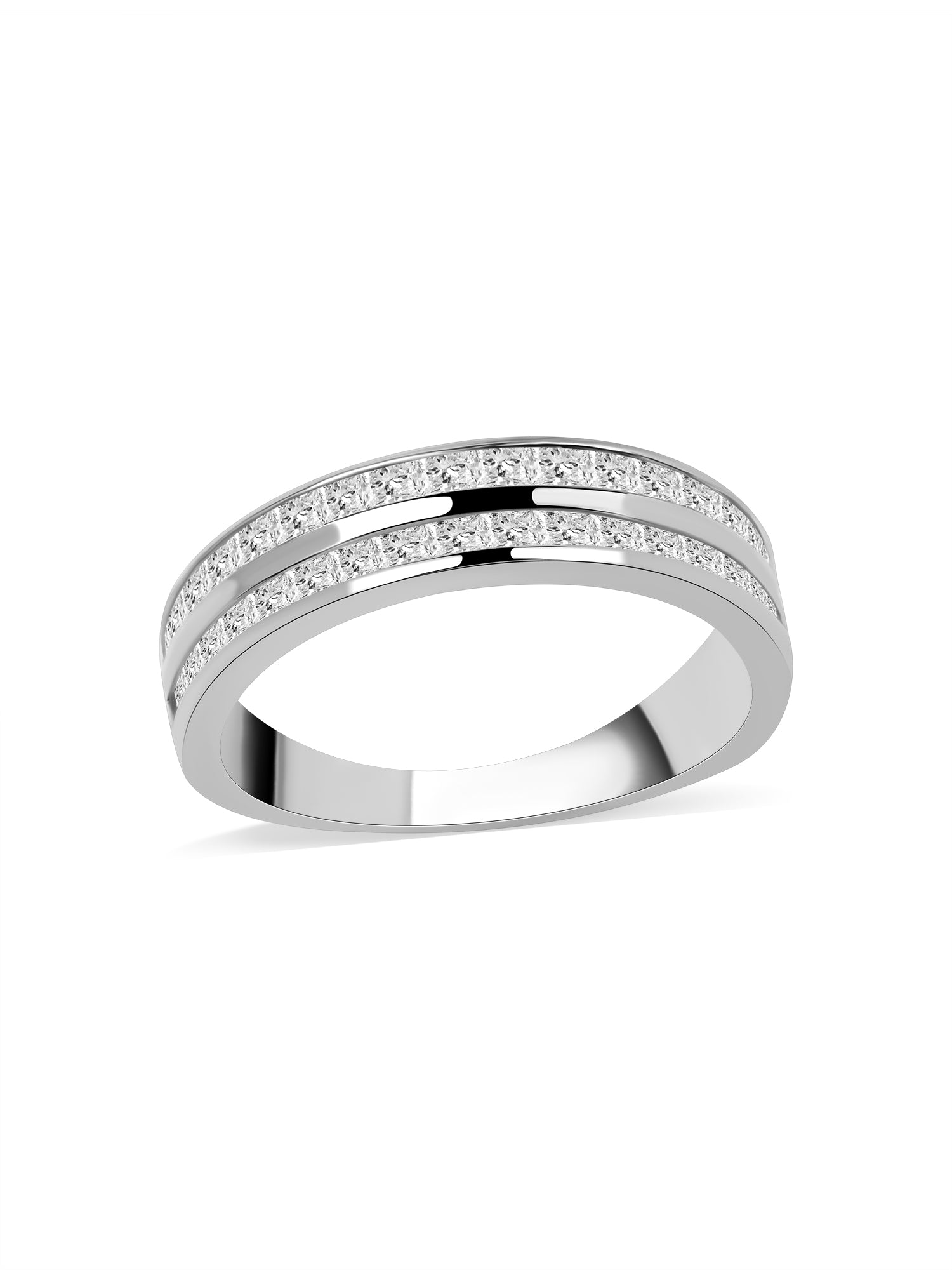Double Row Lab Diamond Wedding Band Ring