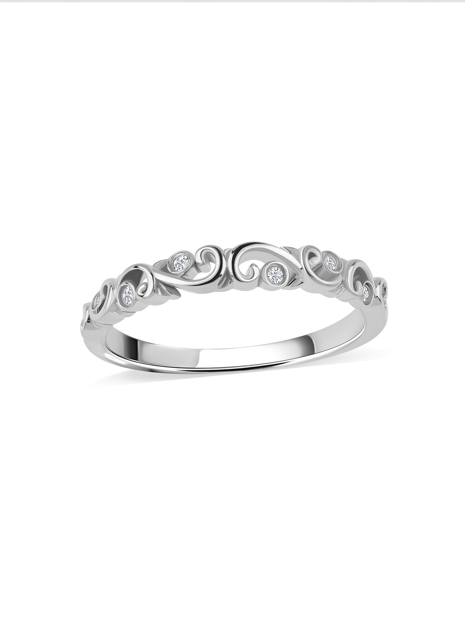 Filigree Swirl Diamond Band Ring