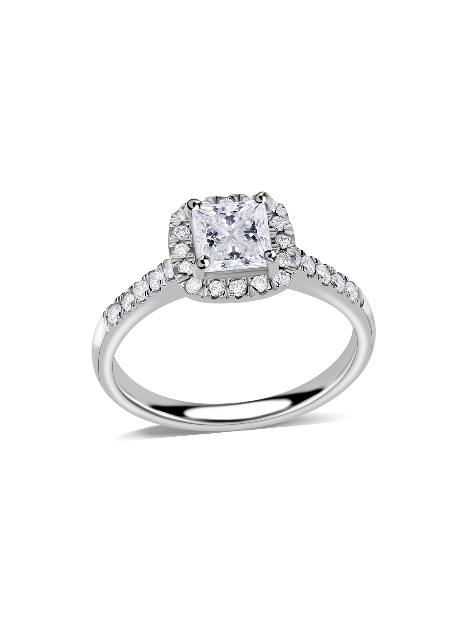 1 Carat Lab Diamond Princess Halo Ring