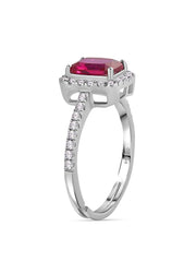 Synthetic Ruby Adjustable Statement Party Silver Ring