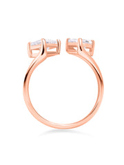 Diamond Look Double Solitaire Ring In Rose Gold-3