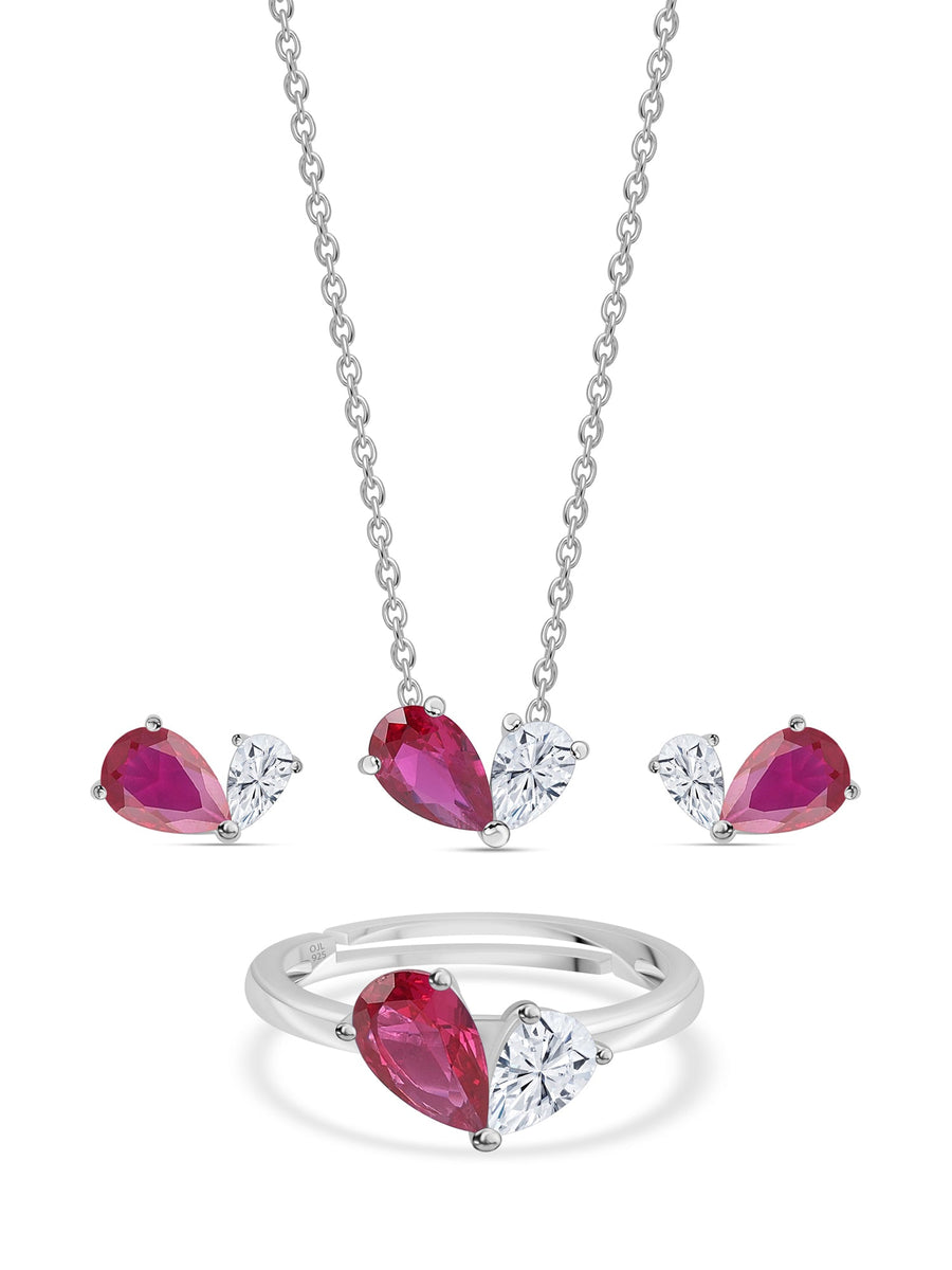 Ruby Toi Et Moi Jewellery Set For Women