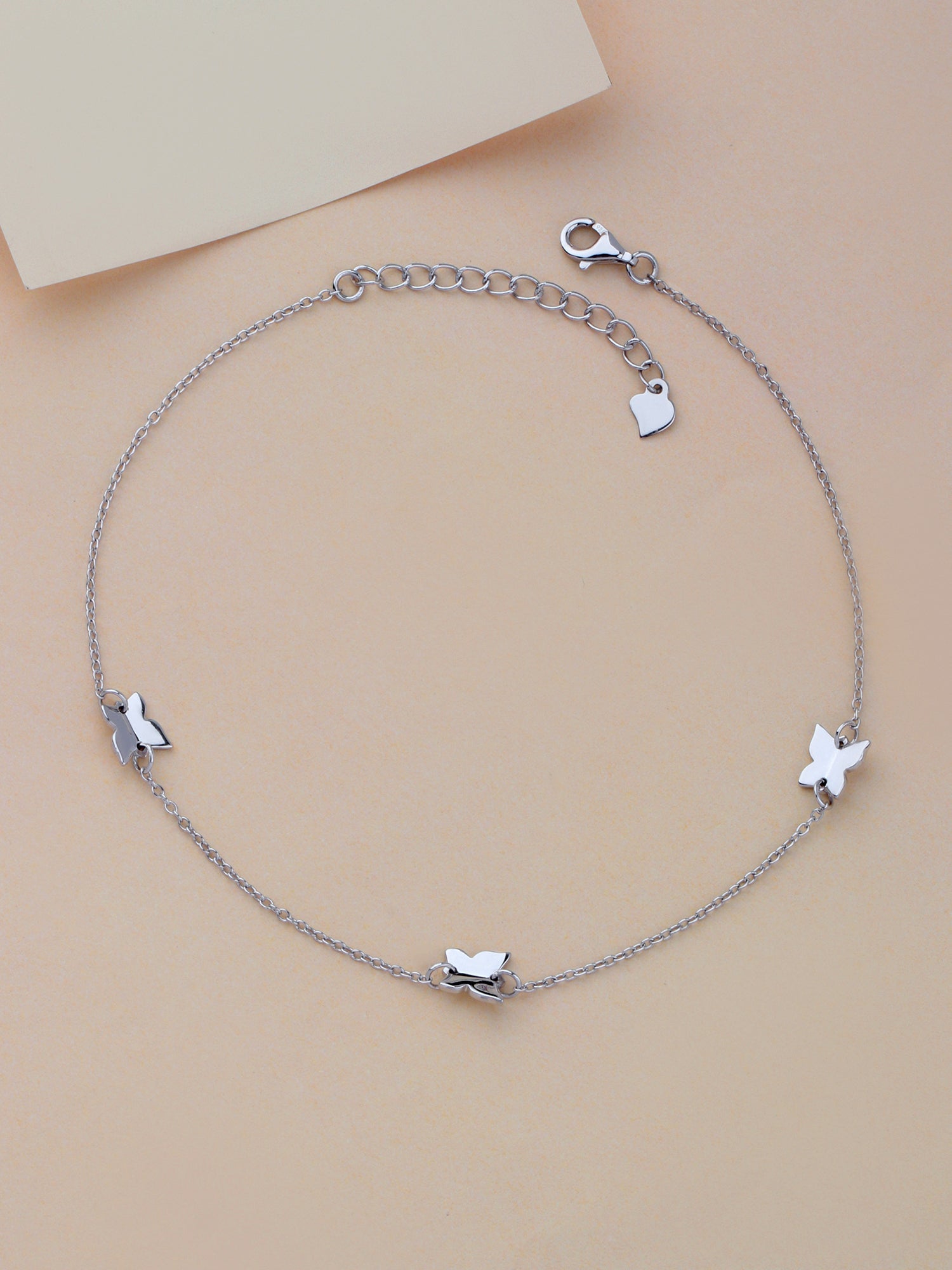 Butterfly Charm Anklet Online  In Pure Silver