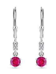 Ornate Red Ruby 925 Silver Dangle Earrings For Women