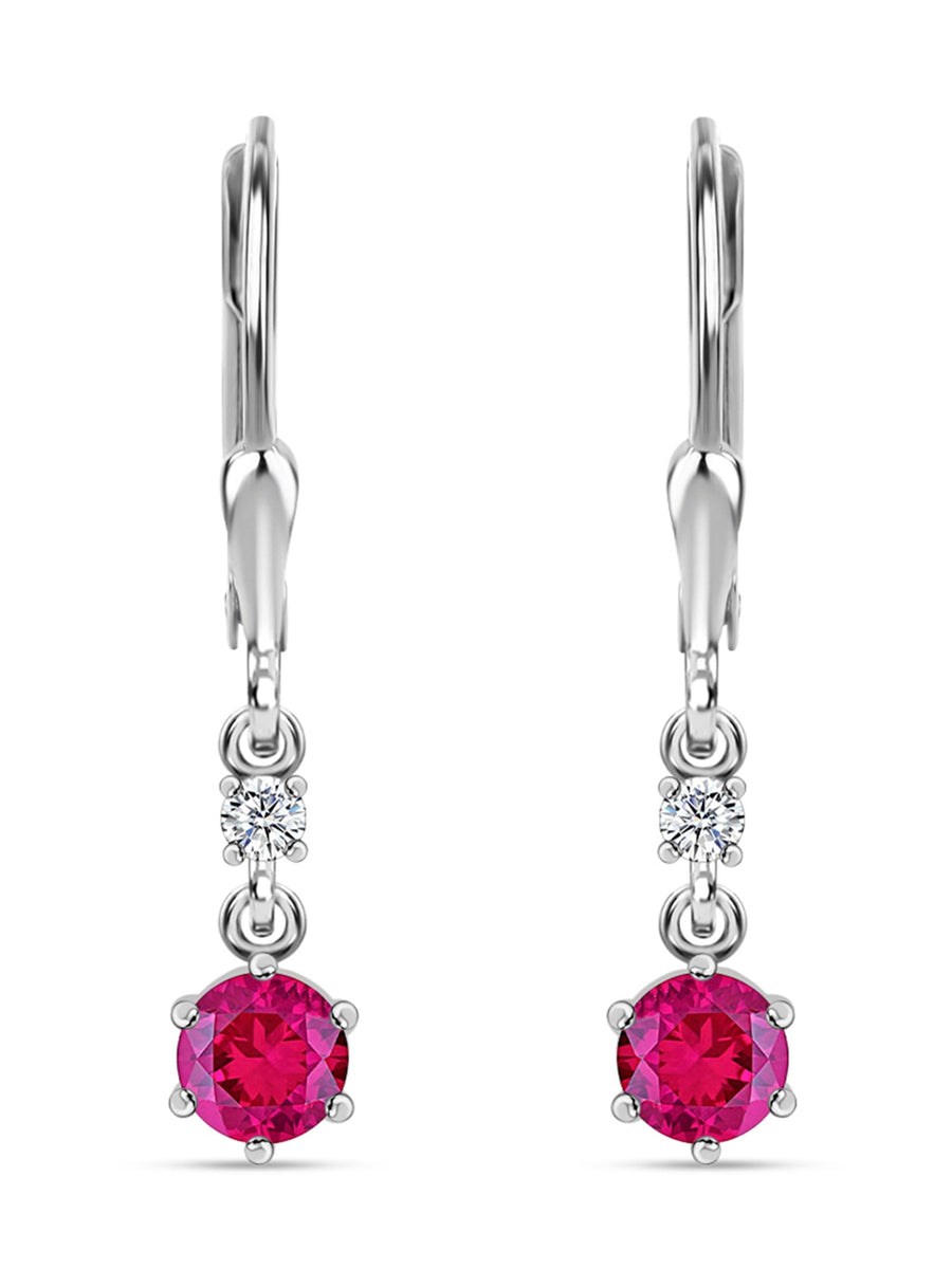 Ornate Red Ruby 925 Silver Dangle Earrings For Women