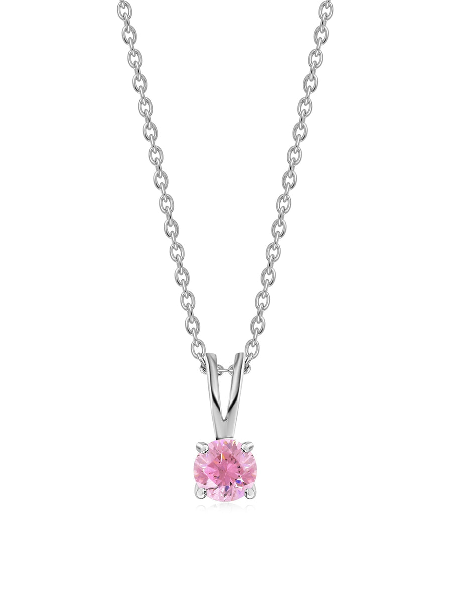 0.50 Carat Pink Cz Necklace In Pure 925 Sterling Silver For Women