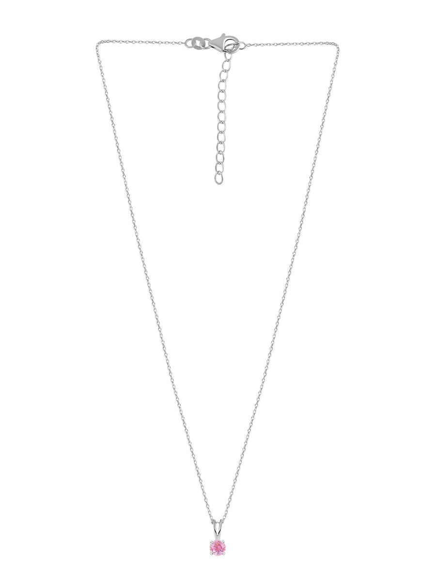 0.50 Carat Pink Cz Necklace In Pure 925 Sterling Silver For Women