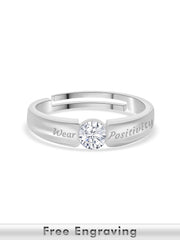 1 Carat Silver Solitaire Adjustable Ring for Men