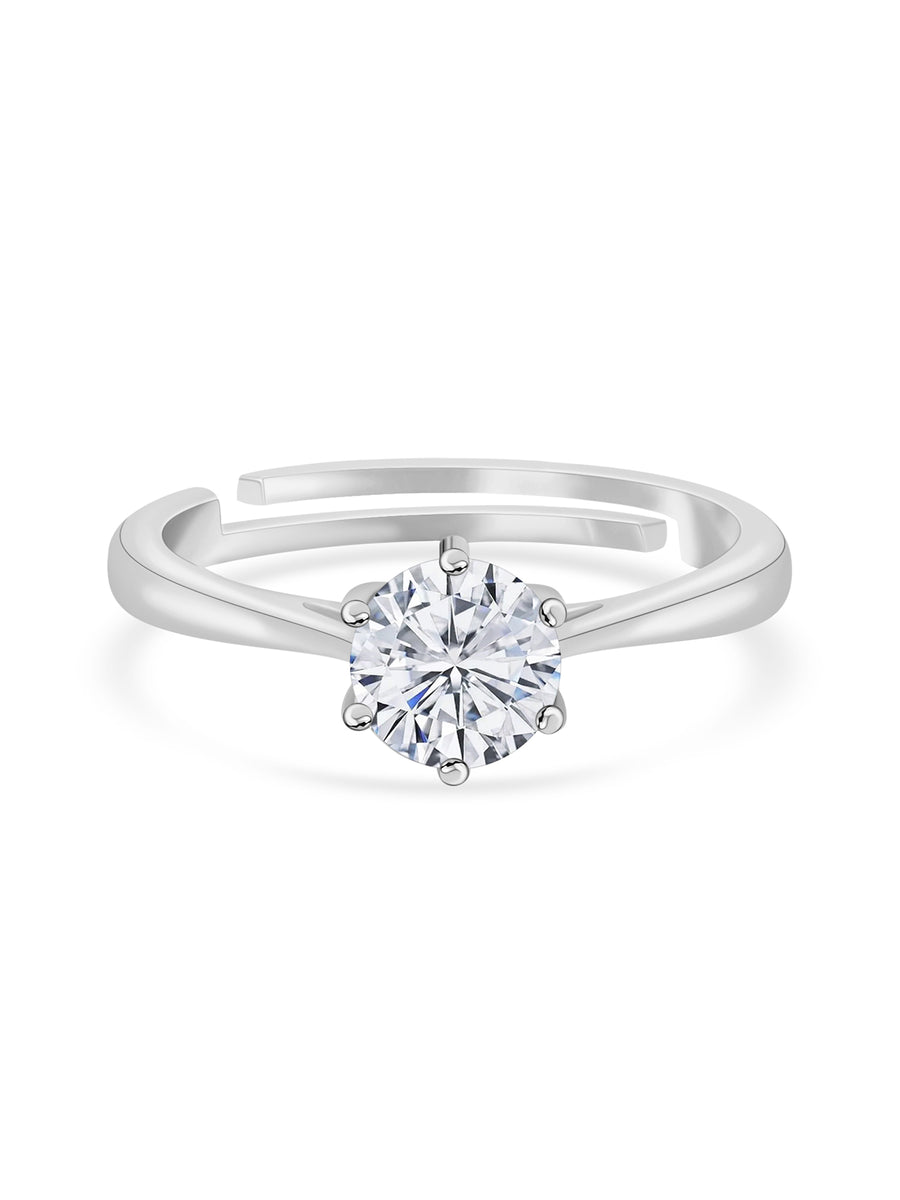 1.5 Carat Adjustable Silver Solitaire Ring