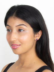 925 STERLING SILVER RED RUBY STUD EARRINGS IN PEAR SHAPED