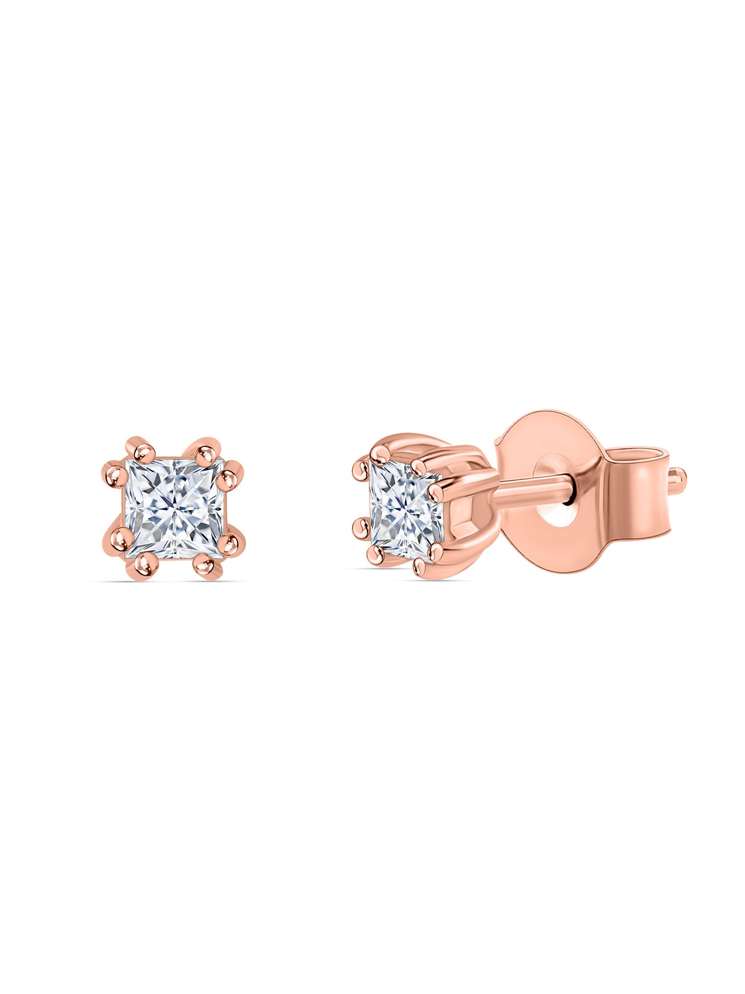 Lab Grown Solitaire Diamond Stud Earrings In Gold
