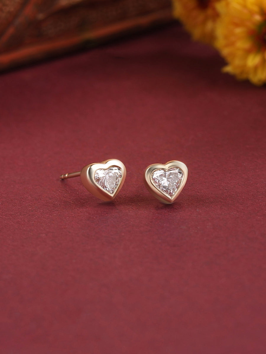 Lab Grown 0.50 Carat Heart Diamond Stud Earrings