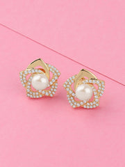 Natural Pearl Flower Gold Plated Earring For Women
