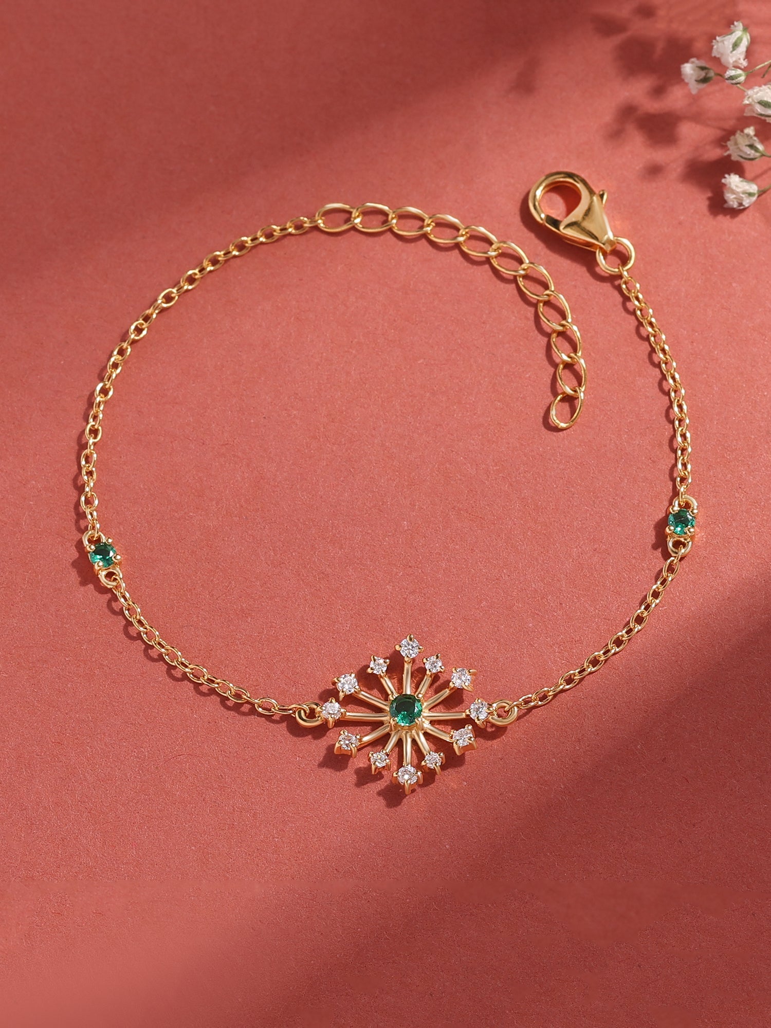 Sparkles Emerald Chain Bracelet For Women-1