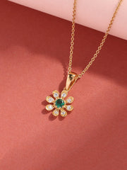 Emerald Flower Pendant For Women-1