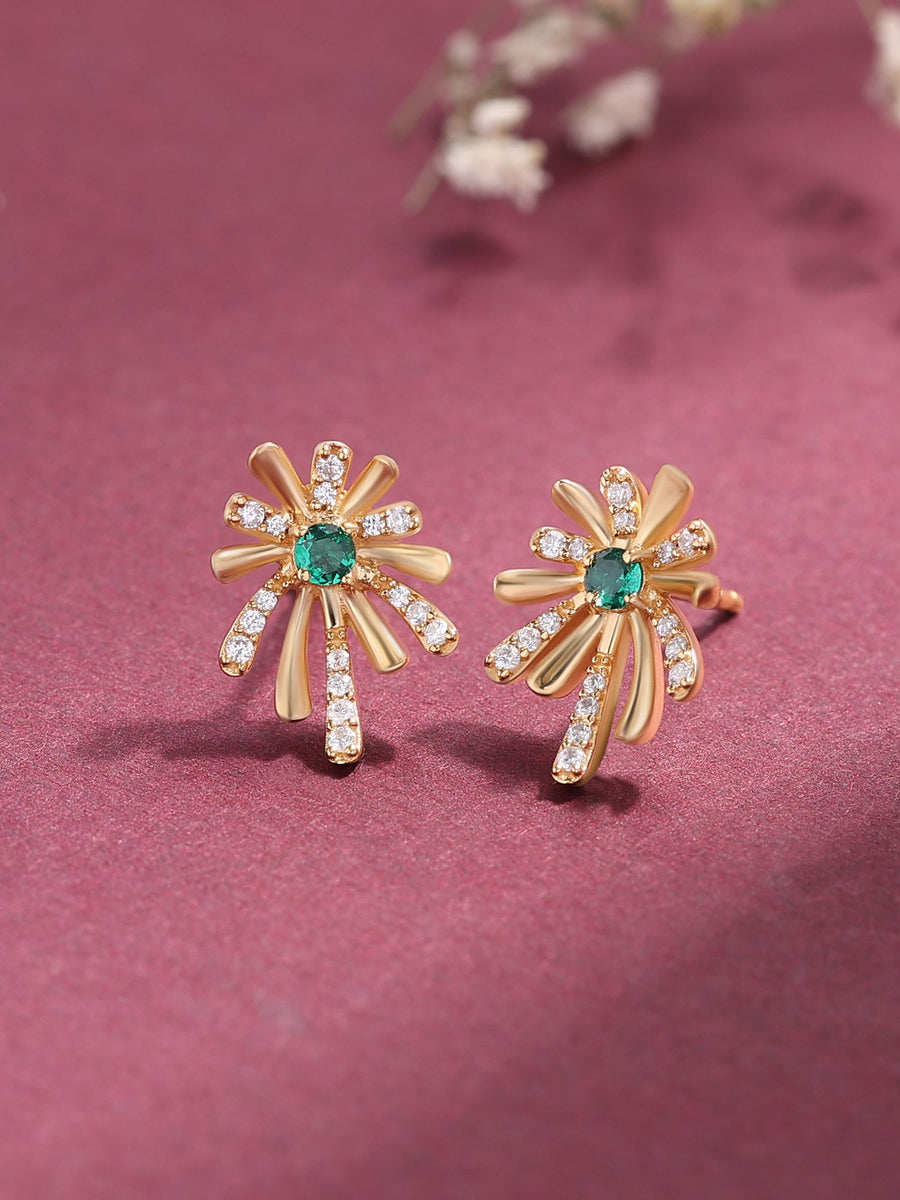 Flower Emerald Earring For Women