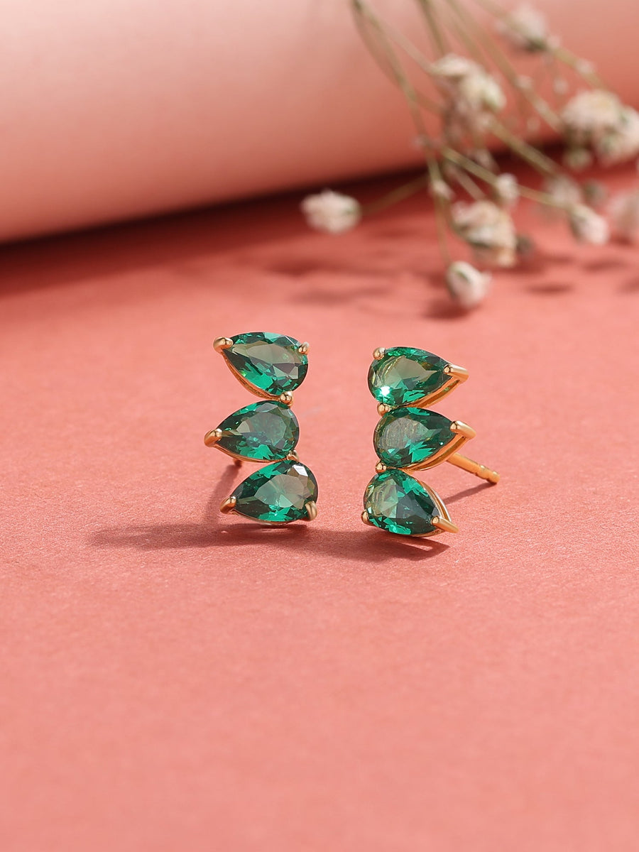 Trilogy Emerald Stud Earrings-1