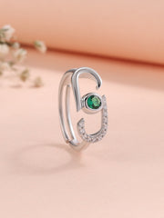 Designer Emerald Silver Ring for Women