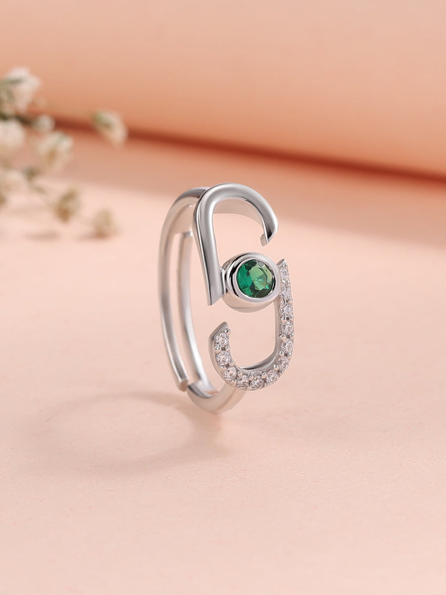 Designer Emerald Silver Ring for Women