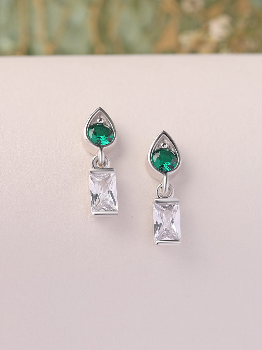 Green Emerald Drop Earrings For Women-1