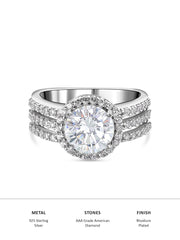 American Diamond 2 Carat Solitaire Band Ring In Silver-3