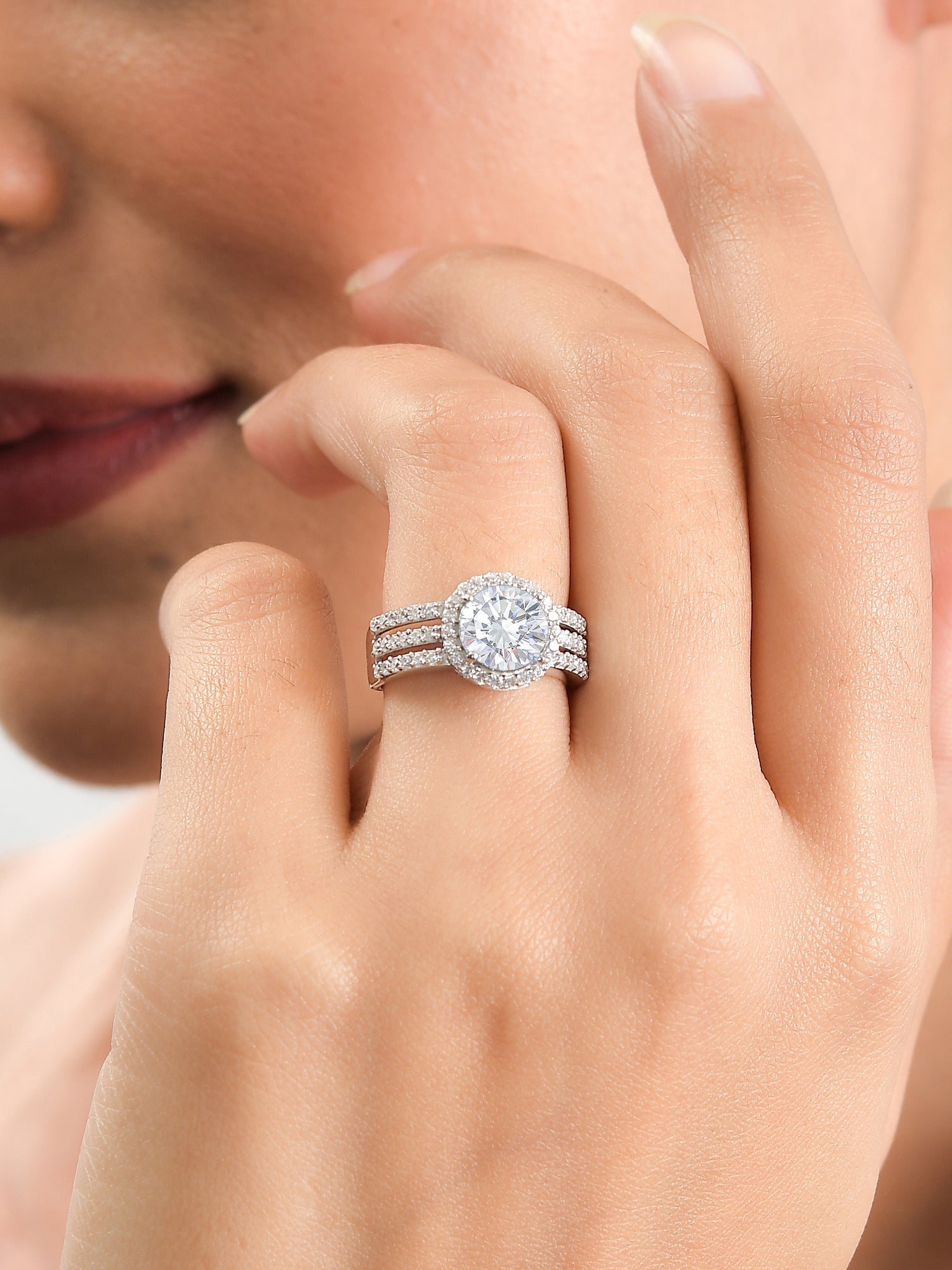 American Diamond 2 Carat Solitaire Band Ring In Silver-1