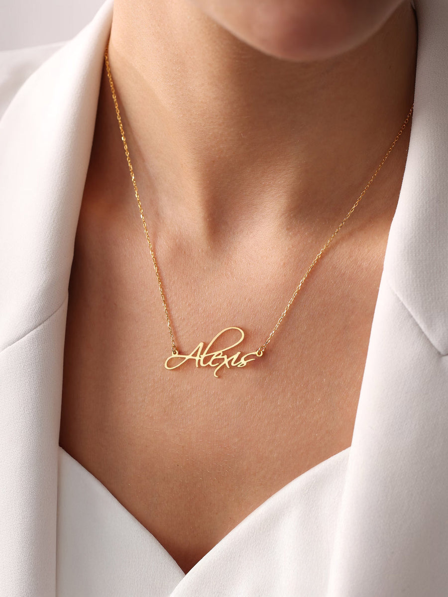 Yellow Gold Name Necklace for Her