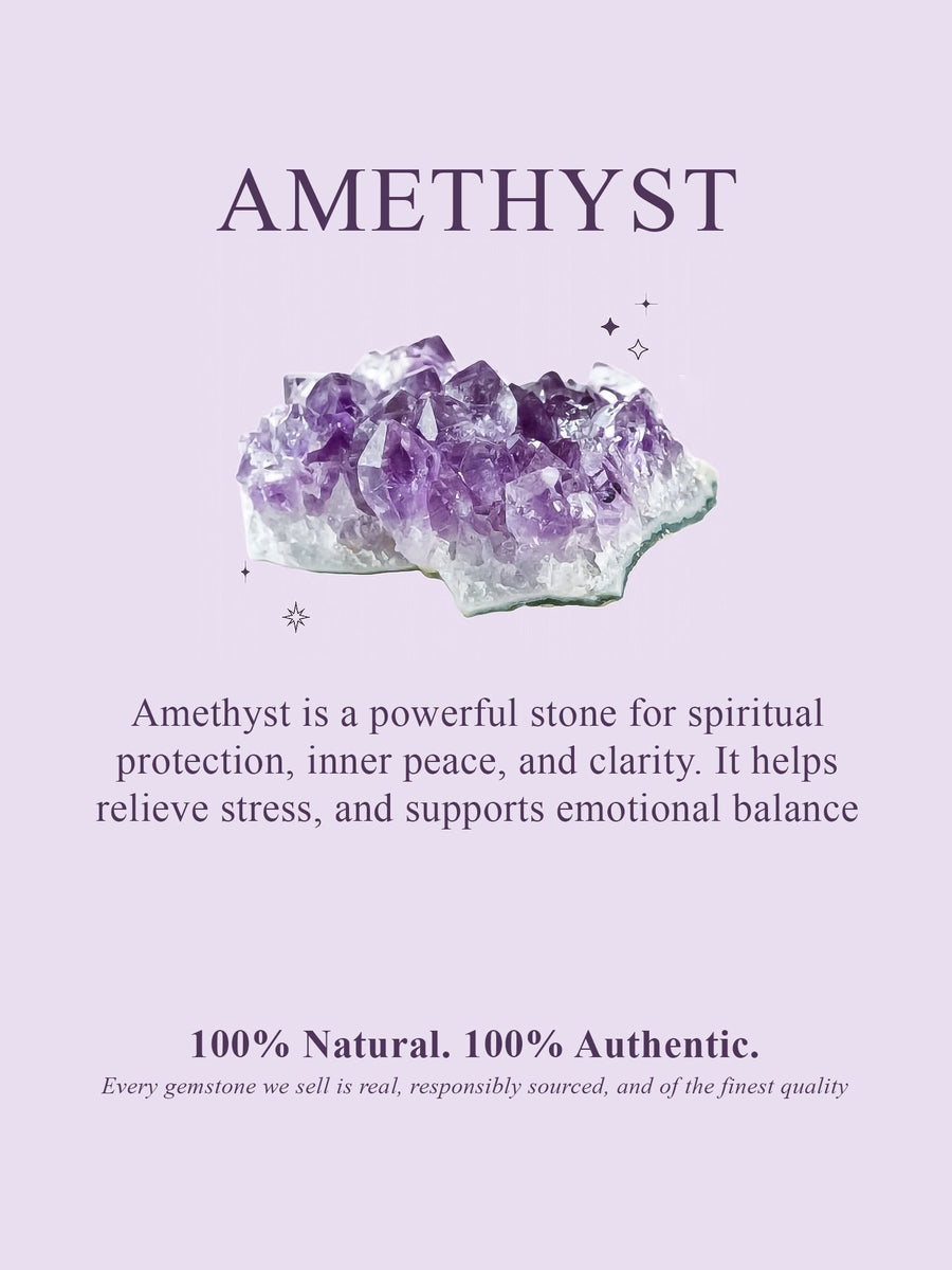 Natural Amethyst & Zirconia Silver Jewellery Set