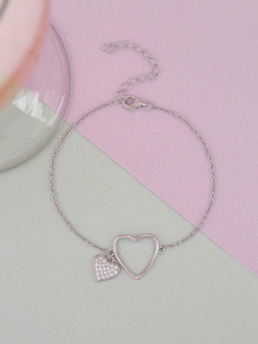 CHARMING HEART SILVER BRACELET
