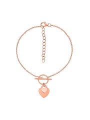 Rose Gold Heart Charm Toggle Bracelet-2