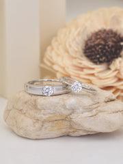 SINGLE STONE ADJUSTABLE SILVER RINGS FOR COUPLE