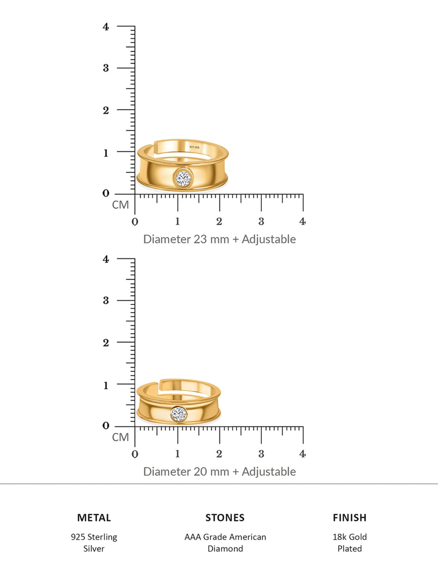 18K GOLDEN ADJUSTABLE SILVER BAND RINGS FOR COUPLE-4