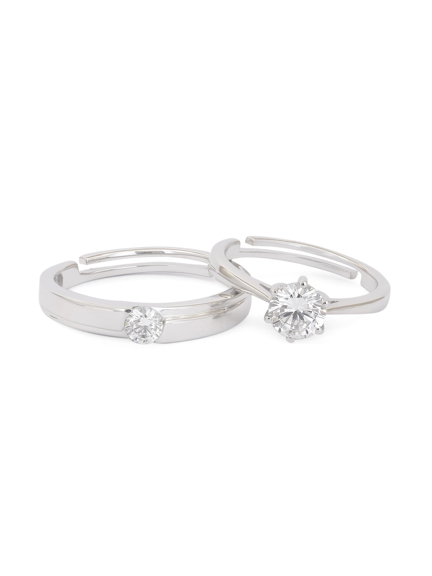 ELEGANT ADJUSTABLE SILVER RINGS FOR COUPLE-2