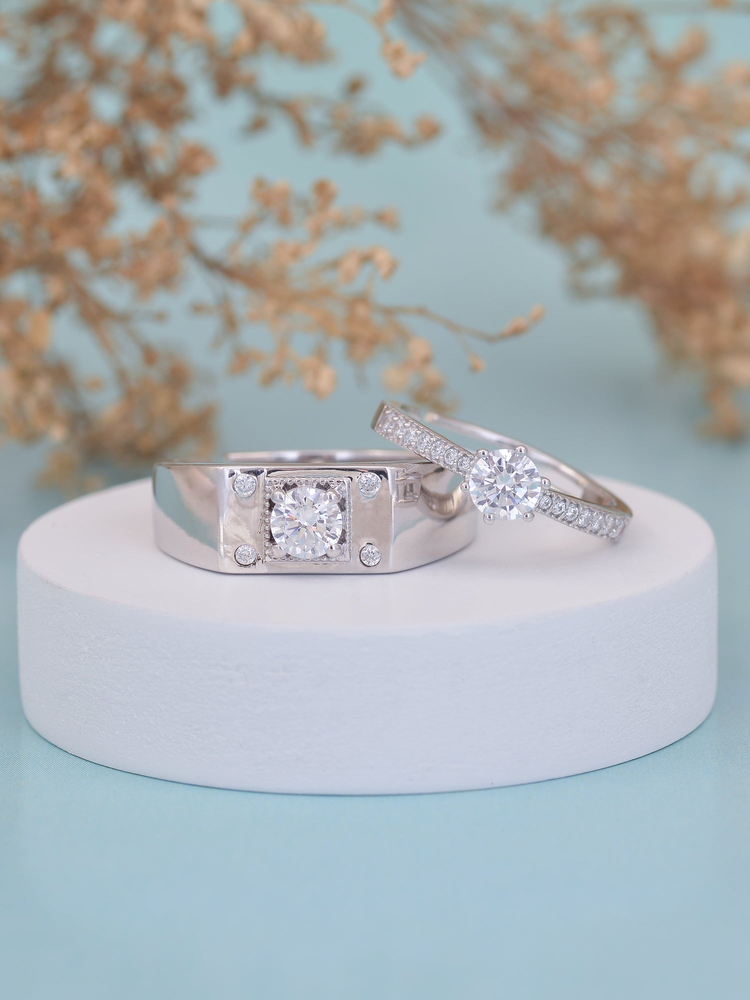 LOVERS ADJUSTABLE SILVER COUPLE RINGS-1