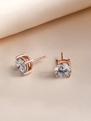 2 Carat Rose Gold Solitaire Studs For Women
