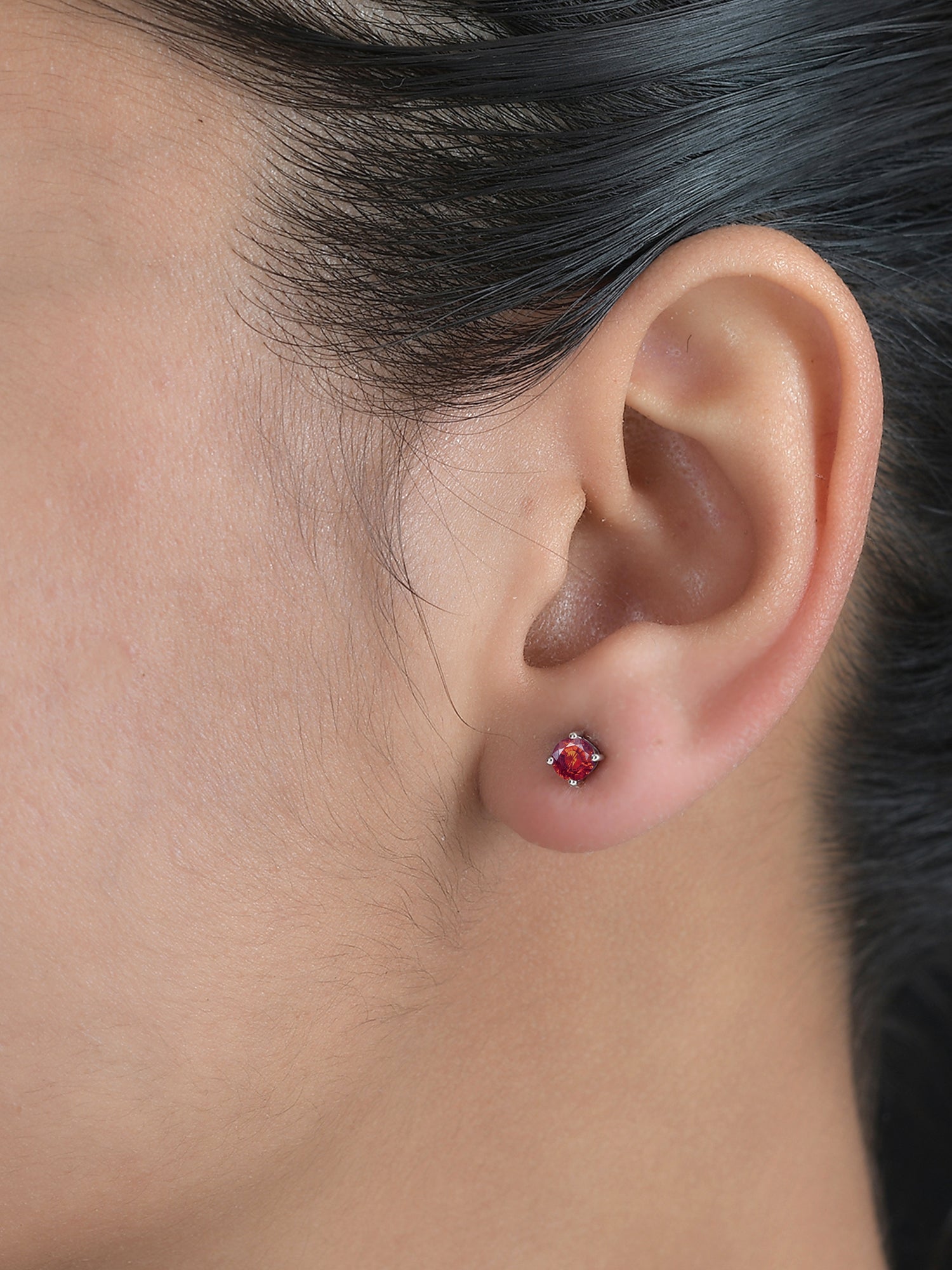 1 Carat Dailywear Red Garnet Solitaire Studs-2