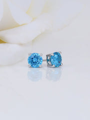 1 Carat Blue Topaz Solitaire Studs