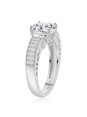 2 Carat Ornate Solitaire Silver Ring