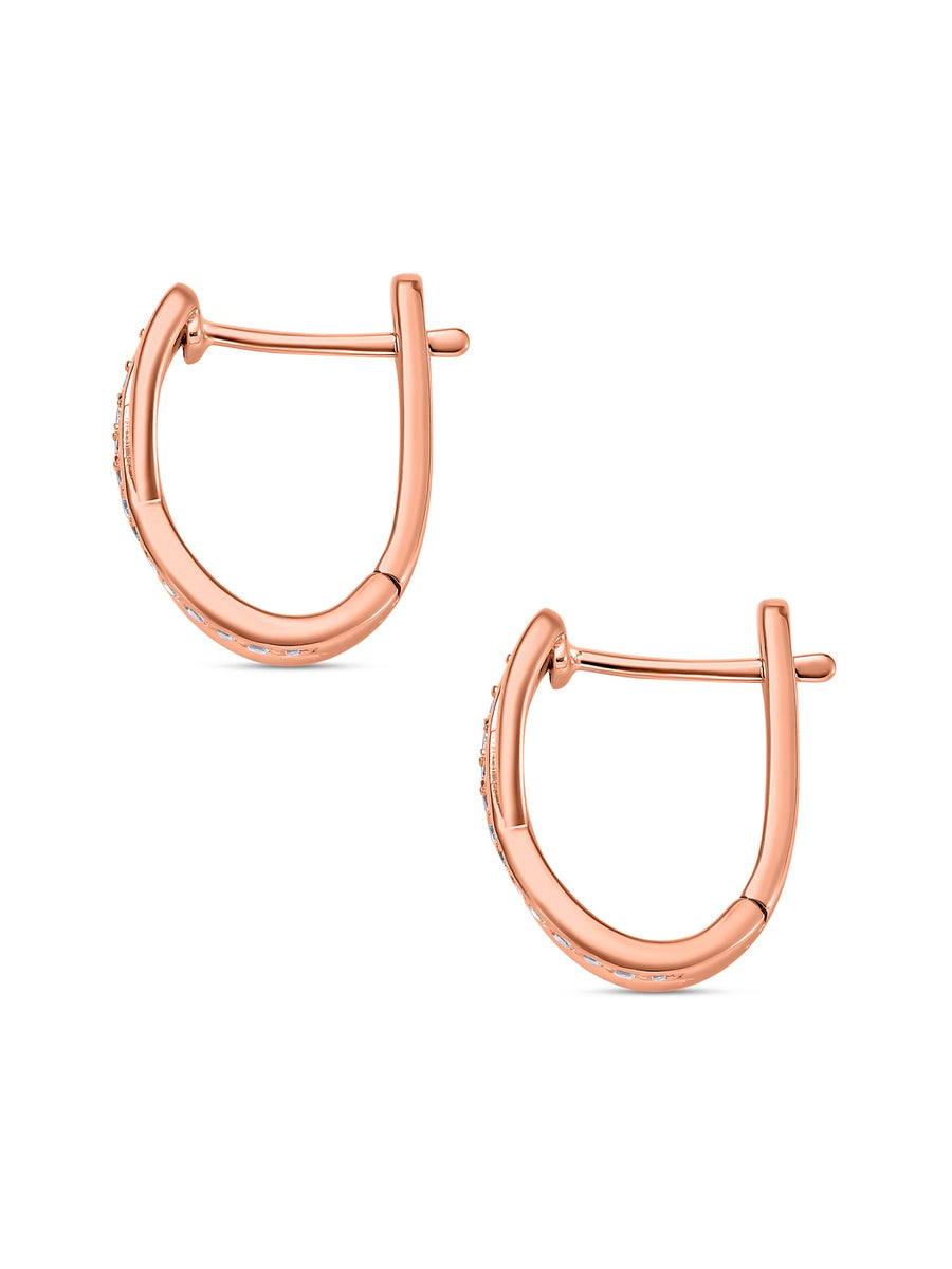 Rose Gold Bali Hoop Earrings With American Diamond-3